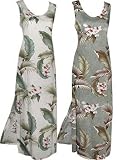 Wild Orchid - Hawaiian Long Tank Dress in Sage and Cream