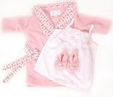 DOLLS WRAP DRESSING GOWN , NIGHTDRESS AND SLIPPERS NIGHT TIME SET14-18 INS DOLLS