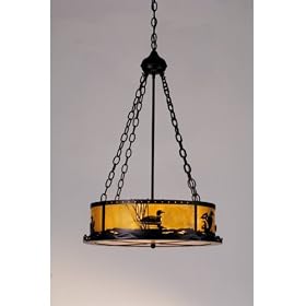 21.5W Loons Chandlier Bk Am Sm by Meyda