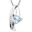 10k White Gold Aquamarine and Diamond Pendant Necklace, 18"