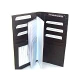 Genuine LEATHER Checkbook and Credit Card Holder Wallet, Black