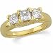 14K Yellow Gold Three 3 Stone Bridal Diamond Anniversary Band Ring