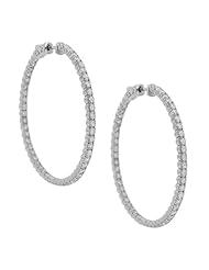 43mm 100 Stone Round 4 prong Diamond Hoop Earrings 3.75ct