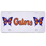 Florida Gators Butterfly Silver Mirror License Plate