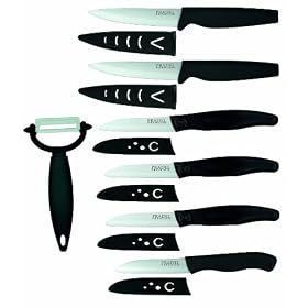 Pradel Premium - 070 - Coffret de 7 Pi�ces C�ramique : 2 Couteaux � Steak + 1 Couteau Cuisine + 2 Couteaux Slice Cuisine + 1 Couteau Office Slice + 1 �plucheur