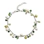 Sterling Silver Peridot Stones & White Pearls Anklet
