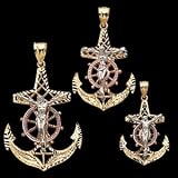 14k Gold Tri-color Mariner's Cross Pendant