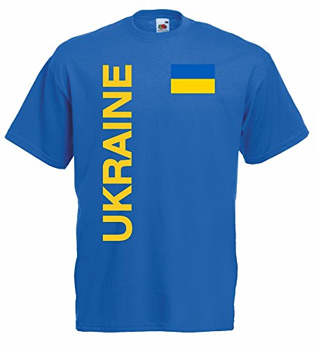world-of-shirt Herren T-Shirt Ukraine EM 2016 Trikot alle grössen|blau-XXL