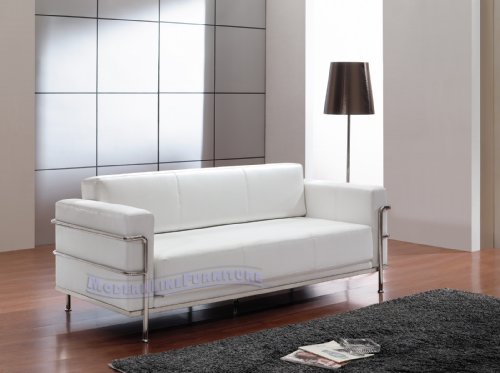 Le Corbusier Style White Leather Sofa/Sleeper