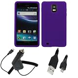 GTMax Purple Soft Skin Rubber Silicone Cover Case + Car Charger + Micro USB Data Cable for Samsung AT&T infuse 4G i997