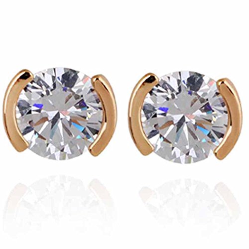 Yazilind Elegant 14K Gold Filled Round Cubic Zirconia Ball Small Stud Earrings for Women Gift Idea