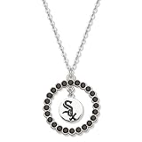 MLB Chicago White Sox Necklace W/ Black Crystal Wreath