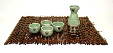 Miya Sake Set 5-pc - Sage with Writing