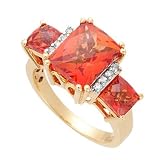 Created Orange Sapphire Three-Stone Ring