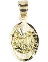 14k Yellow Gold, Baptism Christening Pendant Charm Oval 11mm Wide
