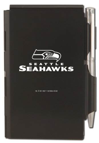 Seattle Seahawks Engraved Metal Pocket Notes in box NFL, Black with White Imprint (12021-QVA)