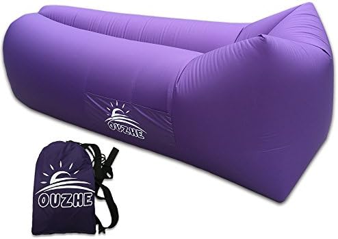 OUZHE - Inflatable Lounger Air Filled Balloon Furniture with Carry Bag. Inflates in Seconds. Hangout as Lounge Chair, Bean Bag, Air Hammock, Sofa, Couch (Deep purple)