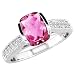 14K White Gold Oval Cut Pink Tourmaline and Round Diamond Ring (1.90 ctw, G-H, SI)