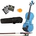 Mendini 13-Inch MA-Blue Solid Wood Blue Viola + Hard Case, Bow, Rosin, 2 Bridges and Extra Strings