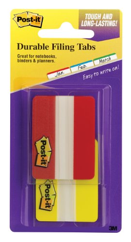 Post-it Durable Index Tabs, 2 Inches, Ideal For Binders And File Folders, Red and Yellow, 22 per Dispenser, Two Dispensers per Pack (686-2RY)