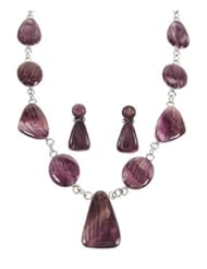 Purple Oyster Shell Southwest Link Necklace Earring Set PS61148