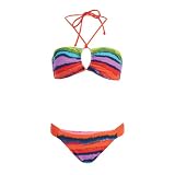 Bikini Set Tie Dyed Striped Bandeau Top  Bottom Brushed