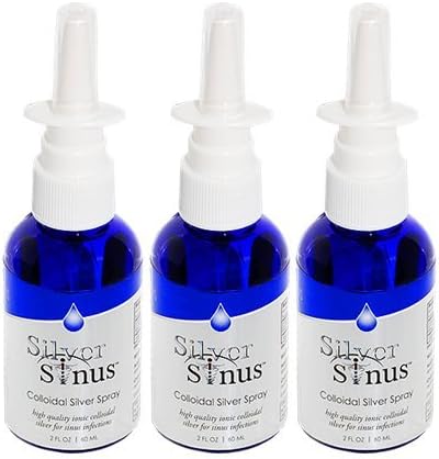 3-Pack Silver Sinus Colloidal Silver Mineral Supplement - Three 2oz Bottles Of Silver Sinus