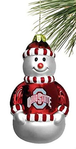 Ohio State Buckeyes 3 1/2″ Blown Glass Snowman Ornament