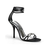 41Y0n rWXOL. SL160  4 Inch Womens Sexy Strappy High Heel Sandal Shoes With Ankle Cuff And Rhinestones Black Silver
