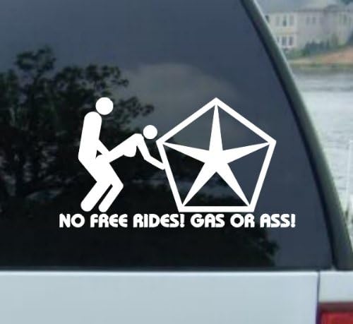 6" NO FREE RIDES CHRYSLER - Decal Window Sticker - PROWLER 300 C SRT-8 HEMI CROSSFIRE PT CRUISER CIRRUS SEBRING LEBARON IMPERIAL ASPEN 300 LHS ROYAL NEWPORT GEN NEW YORKER