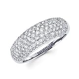 14k White Gold Round Diamond Pave Dome Ring Band 1.30ct thumbnail