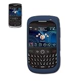 New Fashionable Perfect Fit Soft Silicon Gel Protector Skin Cover (Faceplate/Snap On) Rubber Cell Phone Case with Screen Protector for BlackBerry Curve 8900 AT&T,T-Mobile - Navy