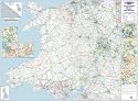 Map Marketing Wall Road Map 4 Miles to 1 inch Scale W1240xH950mm Wales and West Midlands Ref RRM6