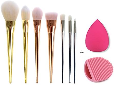 Cool7 Comb Makeup Set, 7PC Brush-1PC Eggbrush Cleaner-1PC Water Droplets Soft Sponge Puff