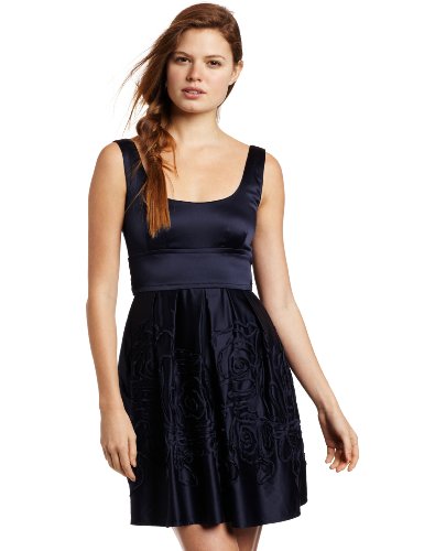 Teeze Me Juniors Sleeveless Tank Dress With Soutache Trim, Navy, 7
