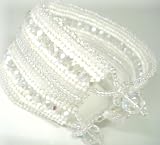 Cuff Crystal Herringbone Pearl Beaded Bracelet White Whiter Than Snow - Fair Trade
