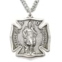 Sterling Silver 1 1/8" Shield Engraved St. Florian Medal on 24" Chain