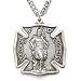 Sterling Silver 1 1/8" Shield Engraved St. Florian Medal on 24" Chian
