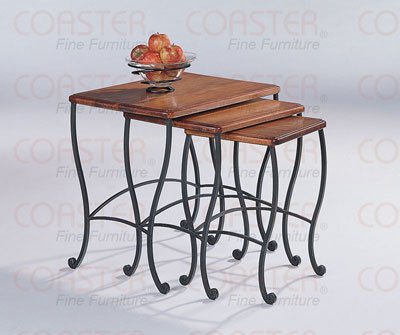 Black Iron Base Rustic Tables Set