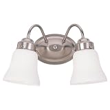 Sea Gull Lighting 44019-962 Westmont Two Light Vanity, Brushed Nickel Finish with Satin White Glass