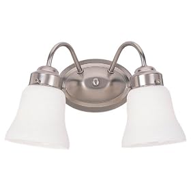 Sea Gull Lighting 44019-962 Westmont Two Light Vanity, Brushed Nickel Finish with Satin White Glass