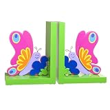 Orange Tree Wooden Bookends - Butterfly