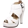 Miss Me Women's Frances-1 Open Toe  Pump,White,8.5 M US