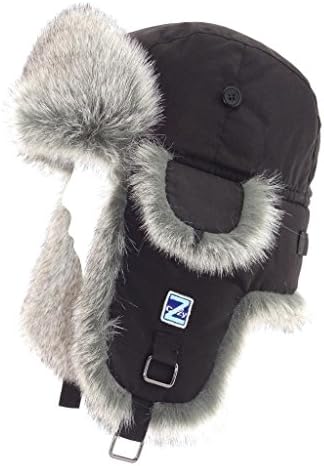 Cozy Z Winter Taslon Faux Fur Aviator Hat Size L/XL Color Black/Grey