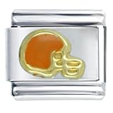 Orange Football Helmet Sports Italian Charm