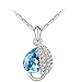 OliaDesign® Charm Ocean Heart Blue Pendants Necklace Clear Crystal Rhinestone Jewelry