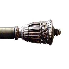 Adjustable Window Curtain Rod Set with Urn Shaped Basketweave Finials - Antique Brass