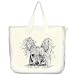 Chinese Crested on Paws Dog art print 20 Inch Zippered cotton canvas Tote Bag