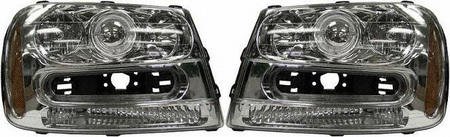 02 05 CHEVY CHEVROLET TRAILBLAZER EURO PROJECTOR HEADLIGHT SUV  one set  CHROME HOUSING AMBER REFLECTOR W HALO RIM (2002 02 2003 03 2004 04 2005 05) CV0202PHL1