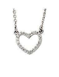 14K White Gold Diamond Heart Necklace - 0.12 Ct. -- LIFETIME WARRANTY
